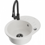 Mexen Kevin vienos kameros granitinis plautuvas su nusausintoju ir virtuvės mai&scaron;ytuvu Elia, baltas - 6517-20-670101-70