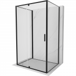 Mexen Exo-3S 3-sieninė du&scaron;o kabina su vartomomis durimis 150 x 120 cm, skaidri, juoda - 819-150-120-70-00-3S