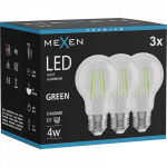 Mexen Vintis 3x LED filamento lemputė E27, A60, 4W, 55 lm, žalia - L150-E27-04XX-46x03