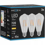 Mexen Vintis 3x LED E27 lemputė, ST64, 6W, &Scaron;ilta - 2700K, 720 lm, skaidri - L152-E27-0627-00x03