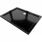 Mexen Flat stačiakampė plona du&scaron;o padėklas 100 x 80 cm, juoda, sifonas chromas - 40708010