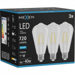 Mexen Vintis 3x LED siūlelio lemputė E27, ST64, 6W, &scaron;alta - 6500K, 720 lm, skaidri - L152-E27-0665-00x03