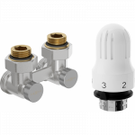 Mexen G04 dviejų vamzdžių DN50 termostatinių minčių rinkinys, kampinis 1/2"x3/4", nikelis - W911-012-948-01