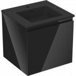 Mexen Orio vonios spintelė 50 cm su Otis kriaukle, 1 stalčius, juodas blizgus/juodas matinis - 91A10-05047-1-BF70-W18M71