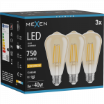 Mexen Vintis 3x LED gijų lemputė E27, ST64, 8W, &Scaron;ilta - 2200K, 750 lm, gintarinė - L152-E27-0822-50x03