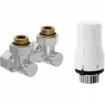 Mexen G02 dviejų vamzdžių termostatinis rinkinys DN50, kampinis 1/2"x16 mm, nikeliuotas - W911-016-928-01