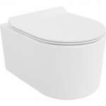 Mexen Sofia pakabinamas wc puodas be apvado, su lėtai nusileidžiančiu slim dangčiu, duroplast, blizgus baltas - 30540100