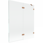 Mexen Lunar dviejų durų vonios kambario ekranas de&scaron;inėje 140 x 150 cm, permatomas, &scaron;lifuotas varis - 897-140-100-65-00-P