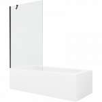 Mexen Vega stačiakampė vonia 160 x 70 cm su apdaila ir 1-durio pertvara 100 cm, permatoma, juoda - 550116070X9510000070