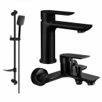 Mexen Alfa DF62 vonios rinkinys, juodas - 745703DF62-70