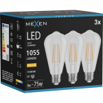 Mexen Vintis 3x LED siūlelinė lemputė E27, ST64, 8W, &Scaron;ilta - 2700K, 1055 lm, skaidri - L152-E27-0827-00x03