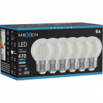 Mexen Vintis 6x LED filamentinė lemputė E27, G45, 4W, &Scaron;alta - 6500K, 470 lm, skaidri - L156-E27-0465-00x06