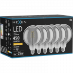 Mexen Vintis 6x Filamento spiralės LED lemputė E27, G125, 8W, &Scaron;ilta - 2200K, 450 lm, dūminė - L168-E27-0822-70x06