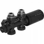 Mexen G05 termostatinis kampinis/tiesus komplektas, Duplex, DN50, juodas - W908-958-70