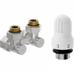 Mexen G04 dviejų vamzdelių DN50, kampinis 1/2"x16 mm, nikelio - W911-016-948-01 termostatinis komplektas