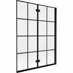 Mexen Mist dvigubos durys vonios pertvara de&scaron;inė 130 x 150 cm, juodas tinklelis, juoda - 8A9-130-002-70-77-P