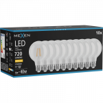 Mexen Vintis 10x LED gijų lemputė E27, G80, 6W, &Scaron;ilta - 2700K, 720 lm, skaidri - L155-E27-0627-00x10