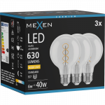 Mexen Vintis 3x Spiralinė LED lemputė E27, G80, 6W, &Scaron;ilta - 2700K, 630 lm, skaidri - L165-E27-0627-00x03