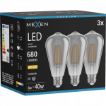 Mexen Vintis 3x LED siūlo lemputė E27, ST64, 8W, &Scaron;ilta - 2700K, 680 lm, dūminė - L152-E27-0827-70x03