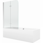 Mexen Cube stačiakampė vonia 170 x 80 cm su apdaila ir 2-jų dalių sienele 80 cm, permatoma, chromuota - 550517080X9008020100