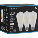 Mexen Vintis 3x LED lemputė su gijų siūle E27, ST64, 8W, Neutrali - 4000K, 1055 lm, skaidri - L152-E27-0840-00x03