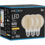 Mexen Vintis 3x LED spiralės kaitrinė lemputė E27, G80, 8W, &Scaron;ilta - 2200K, 600 lm, gintaro - L165-E27-0822-50x03