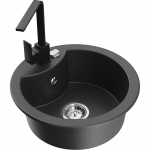 Mexen Diego granito plautuvė 1 skyrelio su virtuviniu mai&scaron;ytuvu Rita, juodas dėmėtas - 6512-76-670300-70