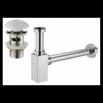 Mexen pusiau sifonas kvadratinis su keramikinio paspaudimo mechanizmu, su persipylimu, chromo/baltas - 7992060-02