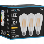 Mexen Vintis 3x LED siūlelio lemputė E27, ST64, 10W, &Scaron;ilta - 2200K, 1320 lm, skaidri - L152-E27-1022-00x03