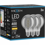 Mexen Vintis 3x Spiralinė LED lemputė E27, G80, 6W, &Scaron;ilta - 2700K, 400 lm, dūmo - L165-E27-0627-70x03