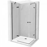 Mexen Roma Duo atveriama du&scaron;o kabina 100 x 90 cm, permatoma, juoda + Flat padėklas - 854-100-090-70-02-4010B