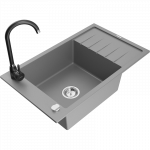 Mexen Elias granitinis vienos kameros plautuvas su la&scaron;intuvu ir virtuviniu mai&scaron;ytuvu Telma, pilkas - 6511-71-670200-70