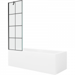 Mexen Cubik stačiakampė vonia 160 x 70 cm su apdaila ir 1-jų durų pertvara 60 cm, juodas ra&scaron;tas - 550316070X9506007077