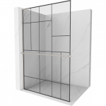 Mexen Kioto+ L du&scaron;o sienelė su lentyna Walk-in 90 x 200 cm, juodas ra&scaron;tas, &scaron;lifuotas nikelis - 800-090-123-97-78