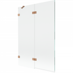 Mexen Lunar vonios pertvara, dviejų dalių, kairinis 120 x 150 cm, skaidrus, valcuotas varis - 897-120-100-65-00-L