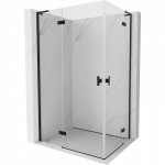 Mexen Mist-H L Dviguba du&scaron;o kabina su &scaron;arnyrinėmis kairėmis durimis 100 x 75 cm, skaidri, juoda - 8A5L-100L-075P-70-00