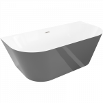 Mexen Oval Sim laisvai pastatoma pusiau kampinė 170 x 80 cm, balta/pilka, &scaron;lifuotas nikelis - 52661708062-97