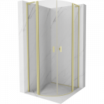 Mexen Mist L pusapvalė du&scaron;o kabina su varstomomis durimis 100 x 100 cm, permatoma, aukso matinio &scaron;epetėlio