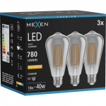 Mexen Vintis 3x LED gija lemputė E27, ST64, 10W, &Scaron;ilta - 2200K, 780 lm, dūminė - L152-E27-1022-70x03
