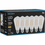 Mexen Vintis 6x LED filamentinė lemputė E27, ST64, 8W, &Scaron;ilta - 2700K, 1055 lm, skaidri - L152-E27-0827-00x06