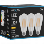 Mexen Vintis 3x LED filamentinė lemputė E27, ST64, 10W, &Scaron;ilta - 2700K, 1320 lm, skaidri - L152-E27-1027-00x03