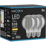 Mexen Vintis 3x LED filamentinė lemputė spiralė E27, G80, 8W, &scaron;ilta - 2700K, 510 lm, dūmų - L165-E27-0827-70x03
