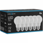 Mexen Vintis 6x lemputė su LED filamentu E27, A60, 4W, 55 lm, mėlyna - L150-E27-04XX-47x06