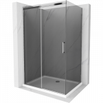 Mexen Omega stiklinis du&scaron;o kabinos 130 x 90 cm, grafitas, chromas + Flat du&scaron;o dėklas, baltas - 825-130-090-01-40-4010