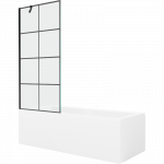 Mexen Cubik stačiakampė vonia 160 x 70 cm su gaubtu ir vienos dalies 80 cm pertvara, juodas ra&scaron;tas - 550316070X9508007077