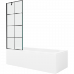Mexen Vega stačiakampė vonia 160 x 70 cm su apdaila ir viengubas 70 cm ekranas, juodas ra&scaron;tas - 550116070X9507007077