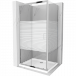 Mexen Apia stumdomas du&scaron;o kabinas 140 x 100 cm, balti dryžiai, chromas + Flat padėklas - 840-140-100-01-20-4010
