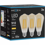 Mexen Vintis 3x LED gijų lemputė E27, ST64, 10W, &Scaron;ilta - 2700K, 910 lm, gintarinė - L152-E27-1027-50x03