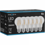 Mexen Vintis 6x LED gijų lemputė E27, A60, 4W, 55 lm, oranžinė - L150-E27-04XX-48x06