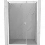 Mexen Mist-B atsiveriančios du&scaron;o durys 110 cm, skaidrios, baltos - 8A2-110-001-20-00